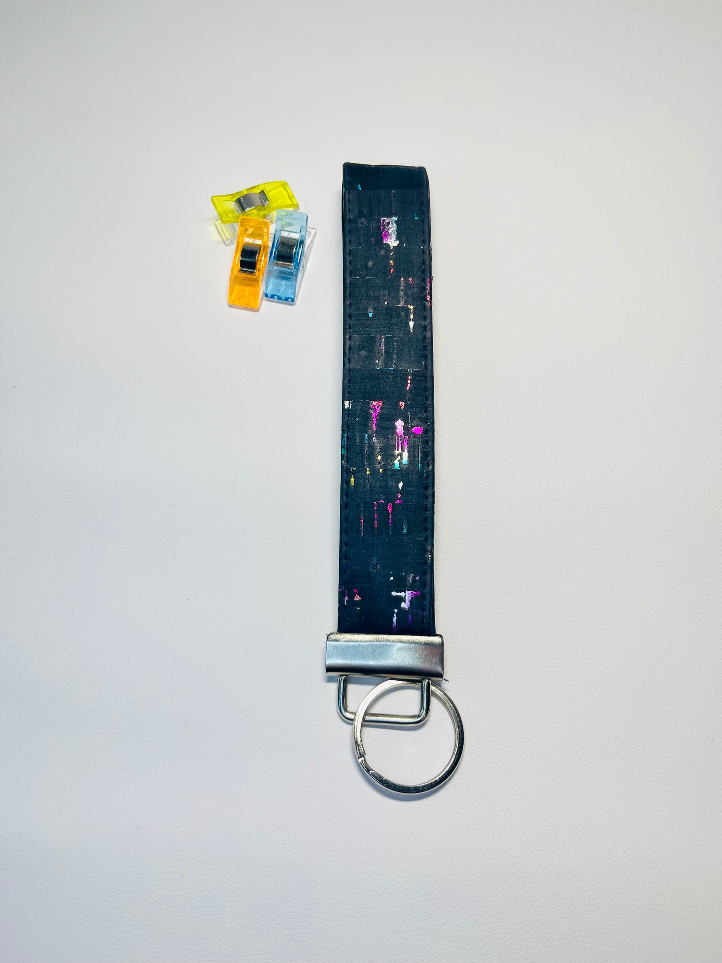 Black with Rainbow Cork Lanyard