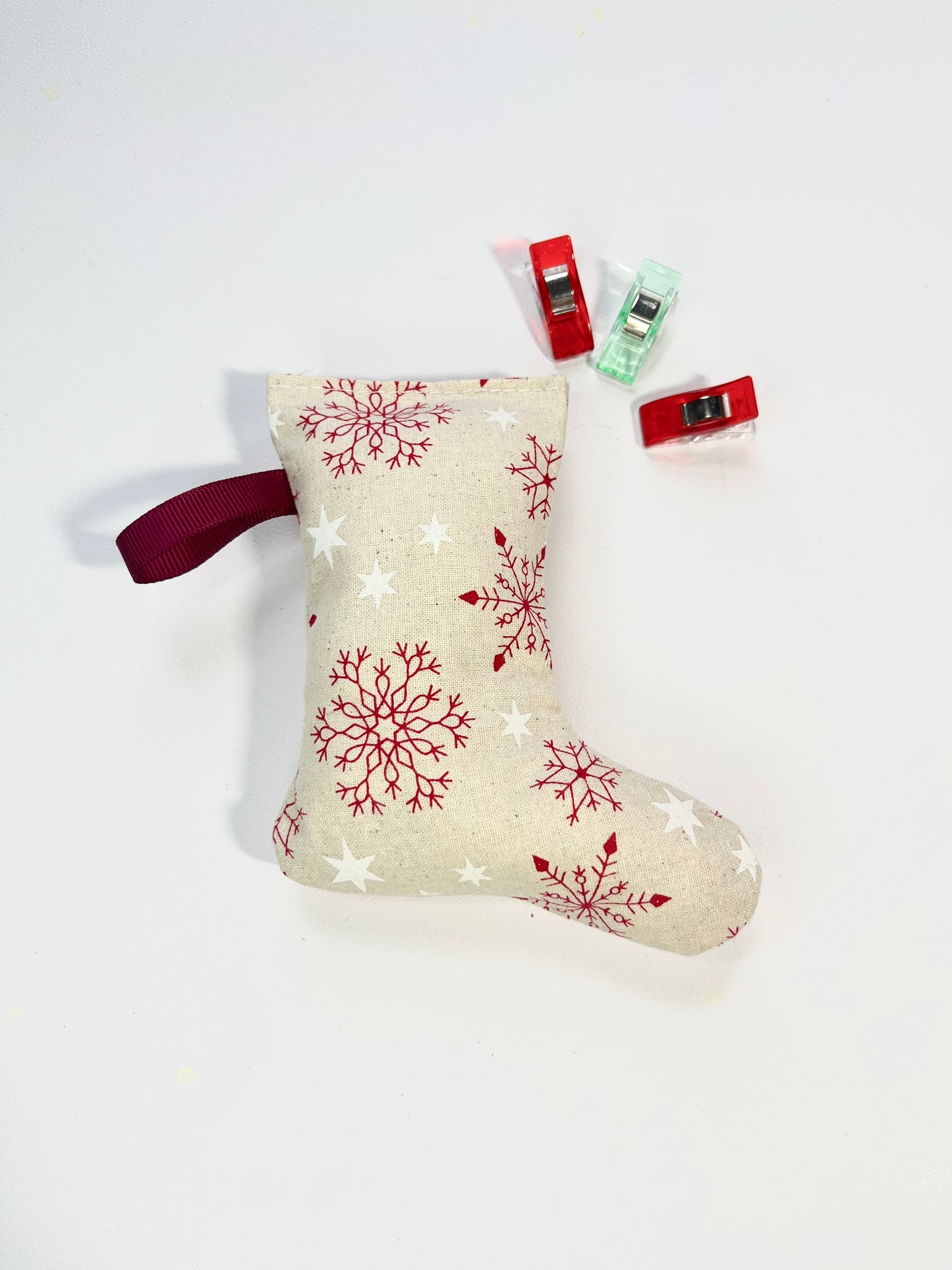 Red Snowflake Stocking Tree Ornament